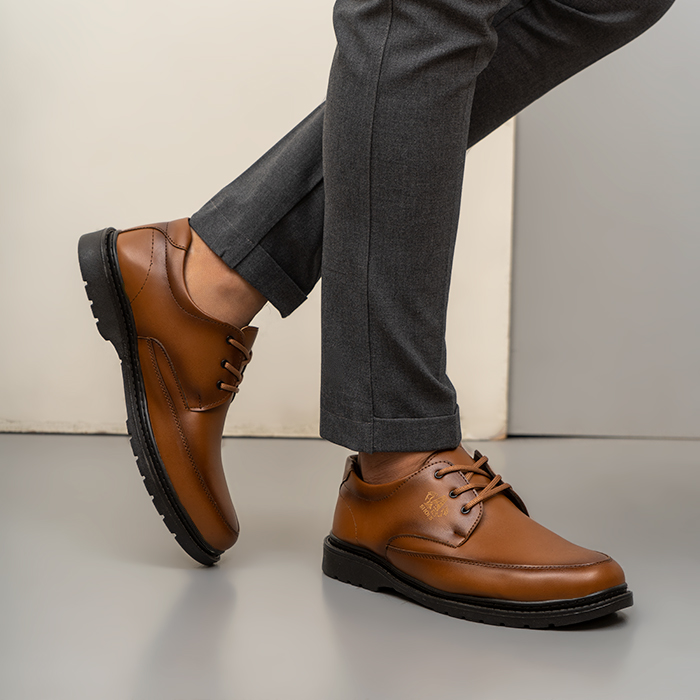 کفش تخت مردانه عسلی مدل NOYAN