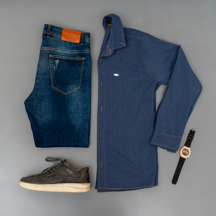 پیراهن مردانه آبی مدل Novan