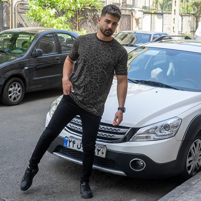 تیشرت مشکی مردانه طرح ترک مدل MALOMA