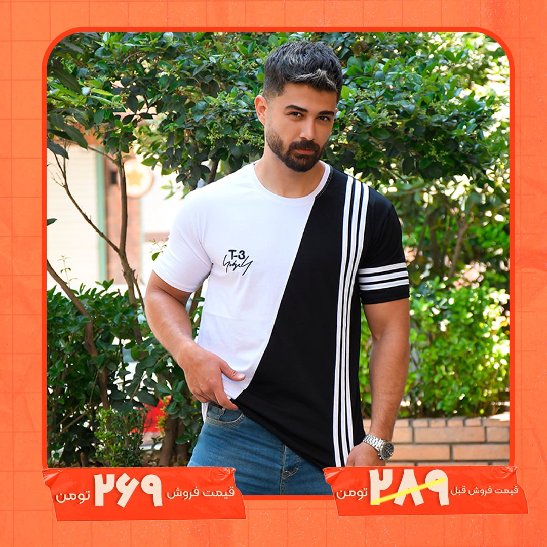 تیشرت T-3 مردانه مشکی مدل MARIO