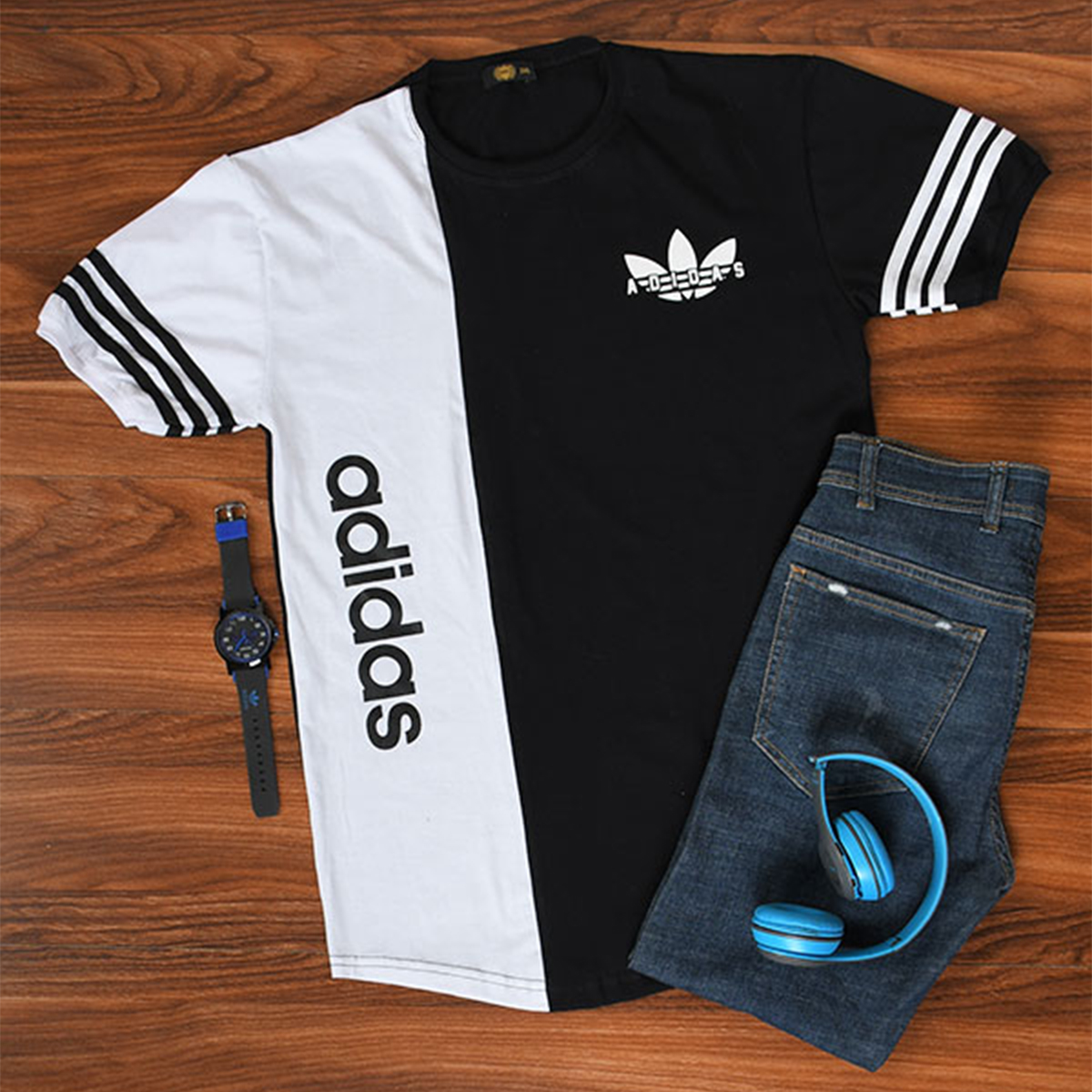 تیشرت ADIDAS مردانه مشکی سفید مدل JUDI