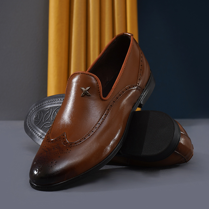 کفش کالج مردانه عسلی مدل Zinax