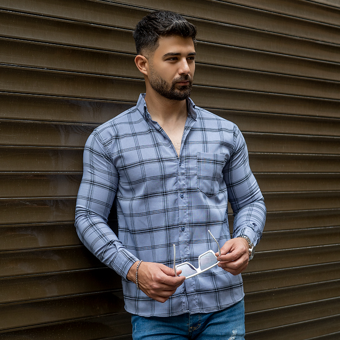 پیراهن مردانه طوسی روشن مدل Tanpoosh