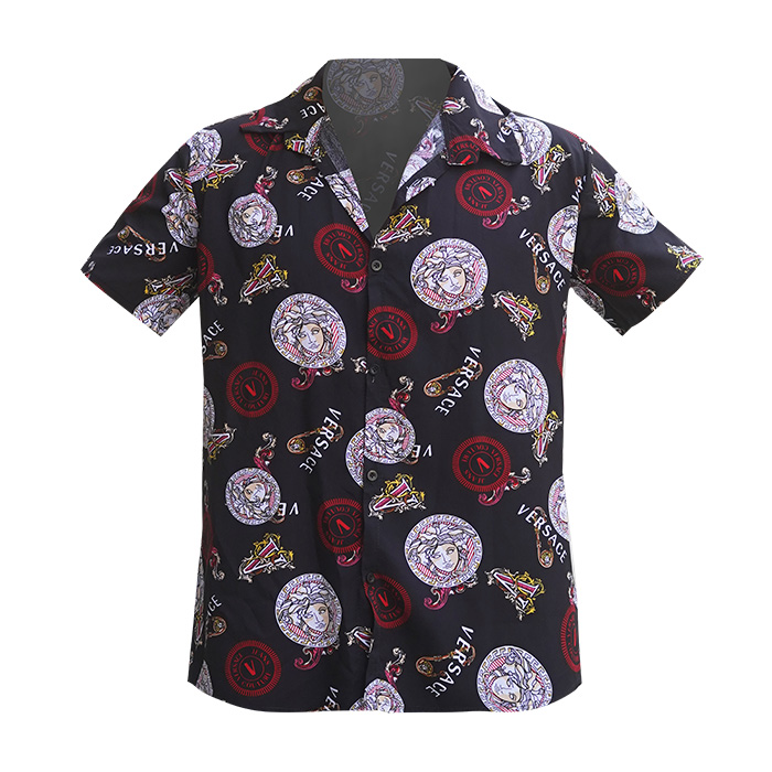 پیراهن هاوایی مردانه مشکی قرمز مدل Florence