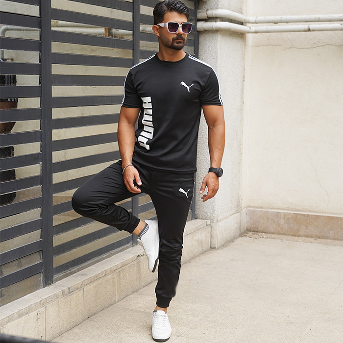 ست تیشرت شلوار مشکی پوما مردانه مدل hiron