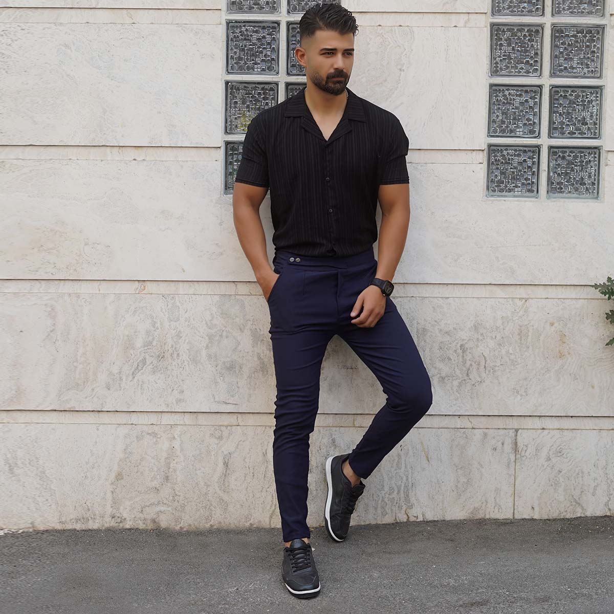 شلوار اسلش مردانه سرمه ای مدل Matyar