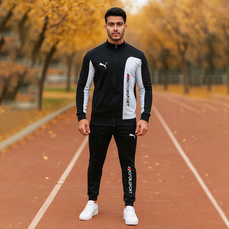 ست سوییشرت شلوار مردانه مشکی مدل MotorSport