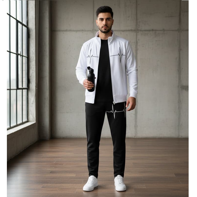 ست سوییشرت شلوار مردانه سفید مدل EKO