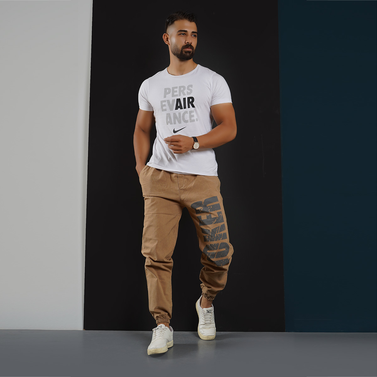 شلوار اسلش مردانه خاکی مدل JOKER