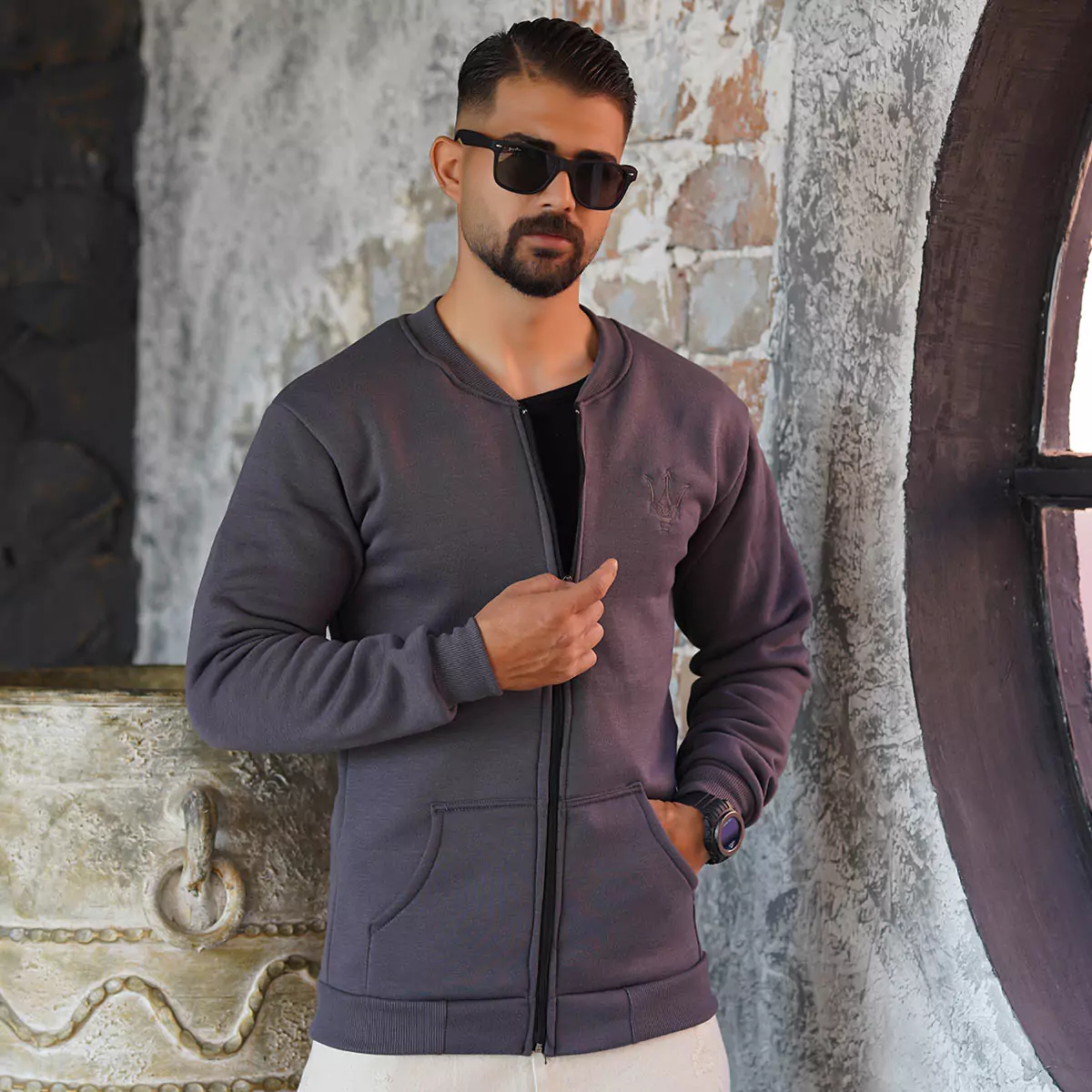 سوییشرت مردانه طوسی مدل wendi