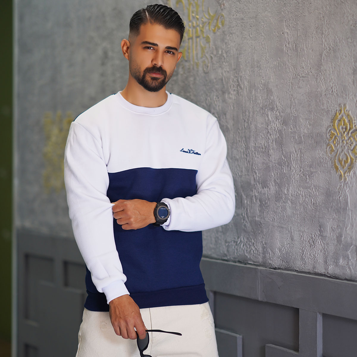 دورس مردانه سفید سرمه ای مدل Louis