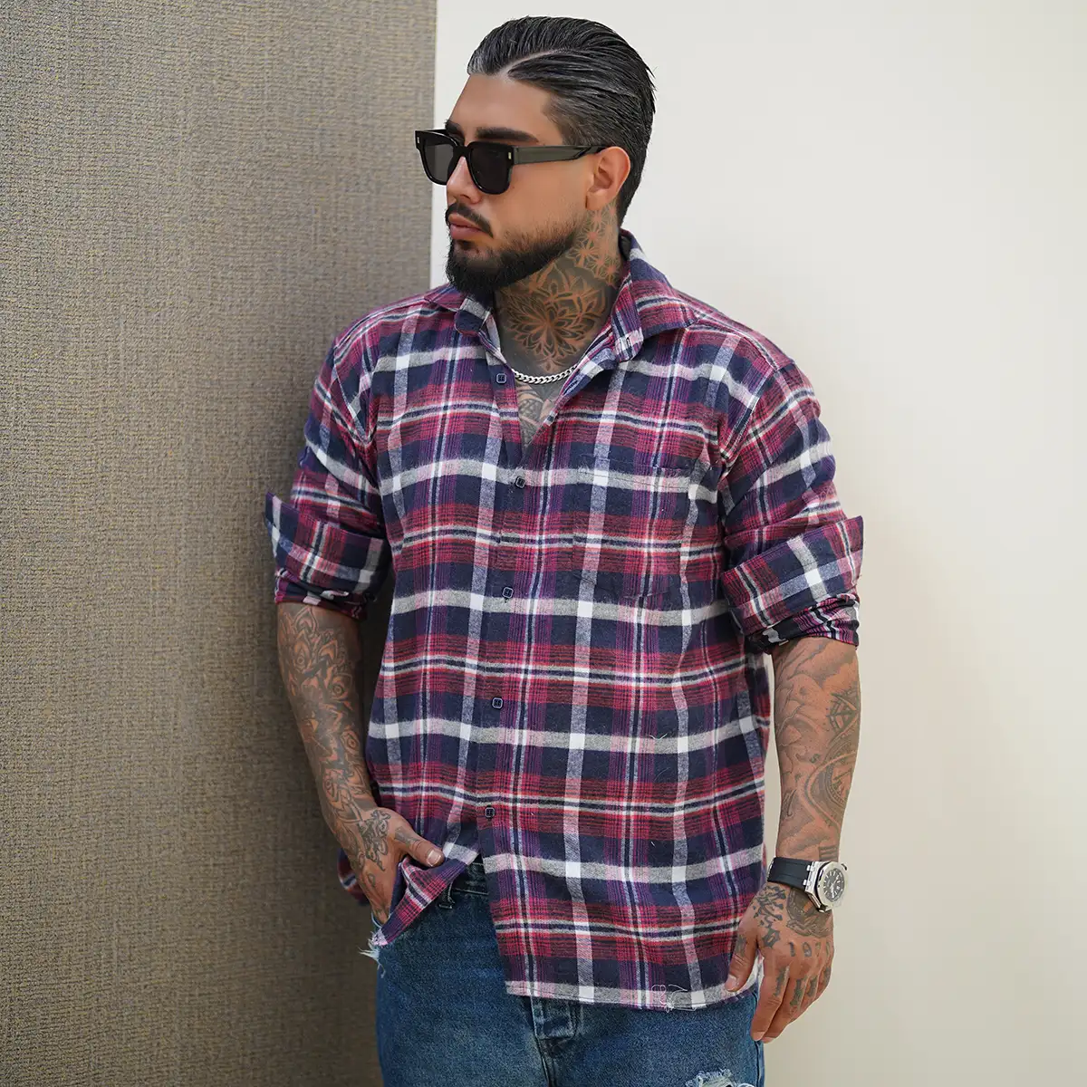 پیراهن مردانه قرمز مدل Ramy