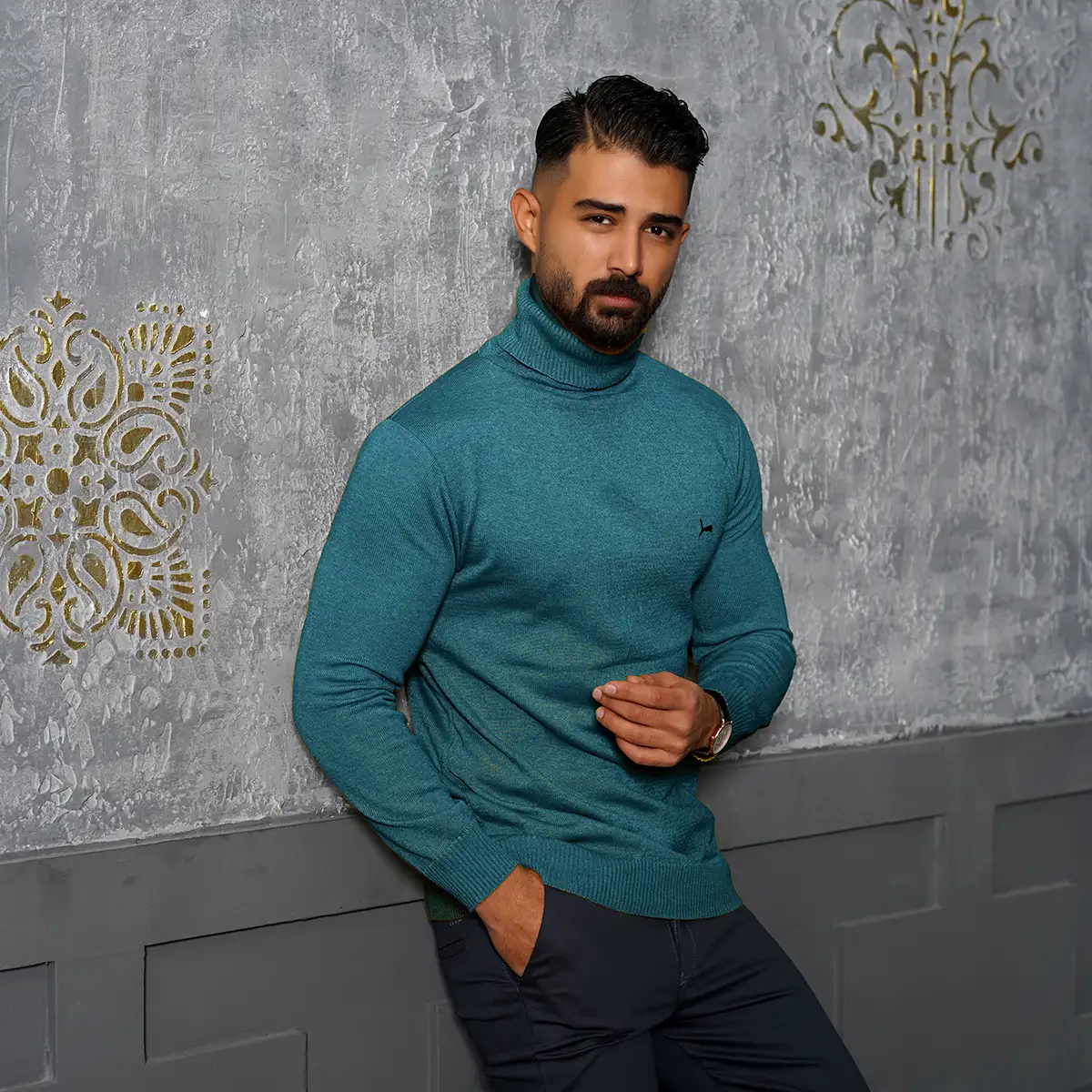 پلیور یقه اسکی پوما سبز مدل Daryoosh