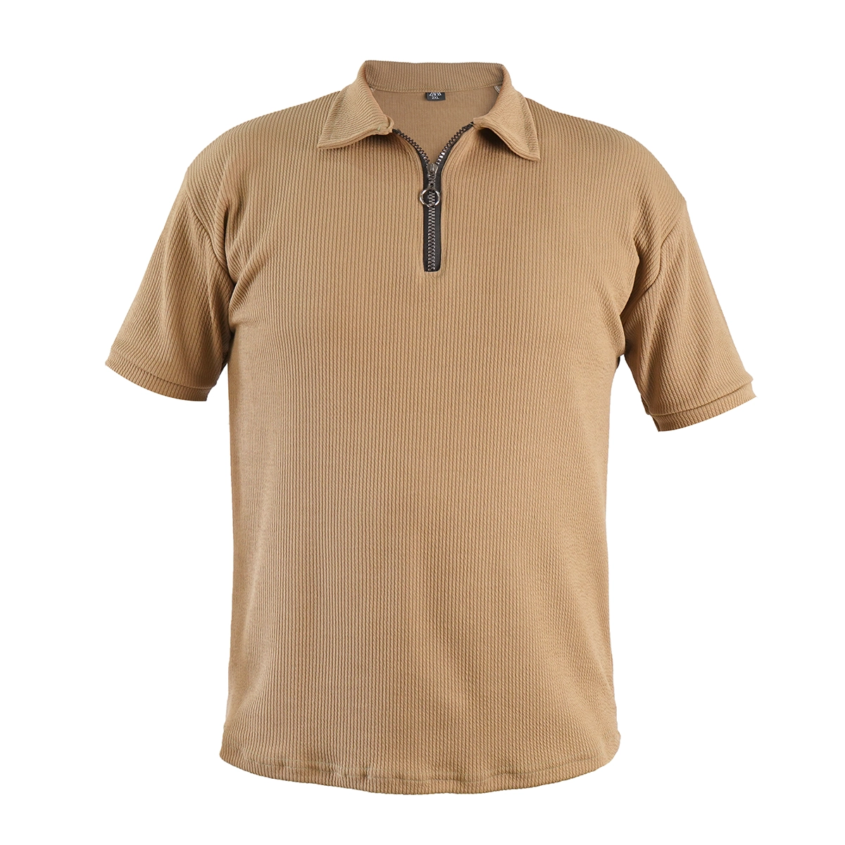 تیشرت مردانه یقه زیپ دار کرم مدل Arban