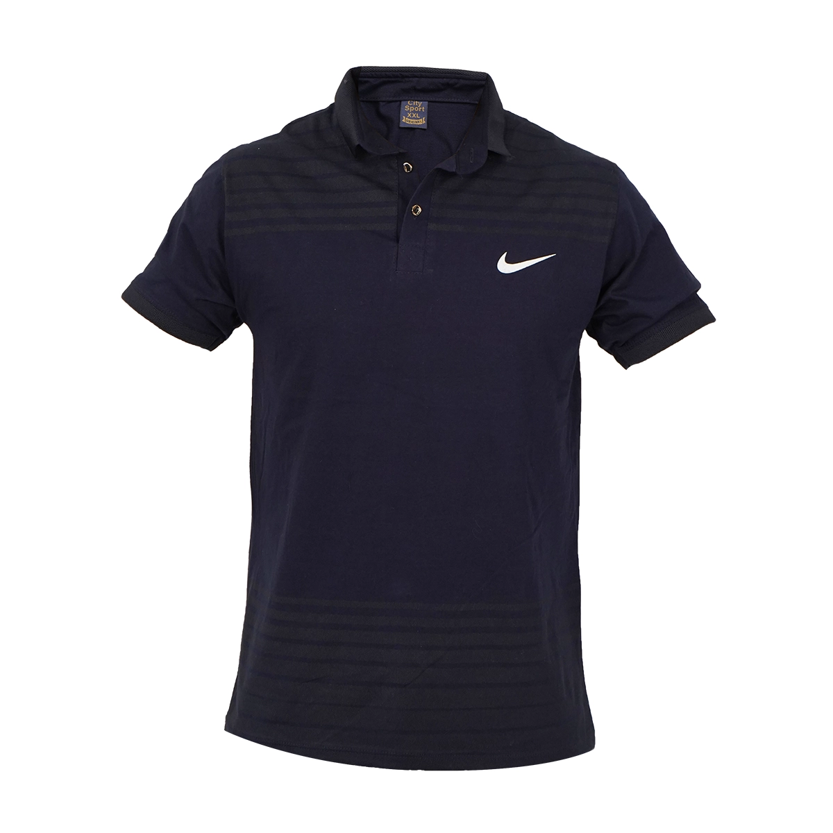 تیشرت یقه دار راه راه سرمه ای مدل Farhan