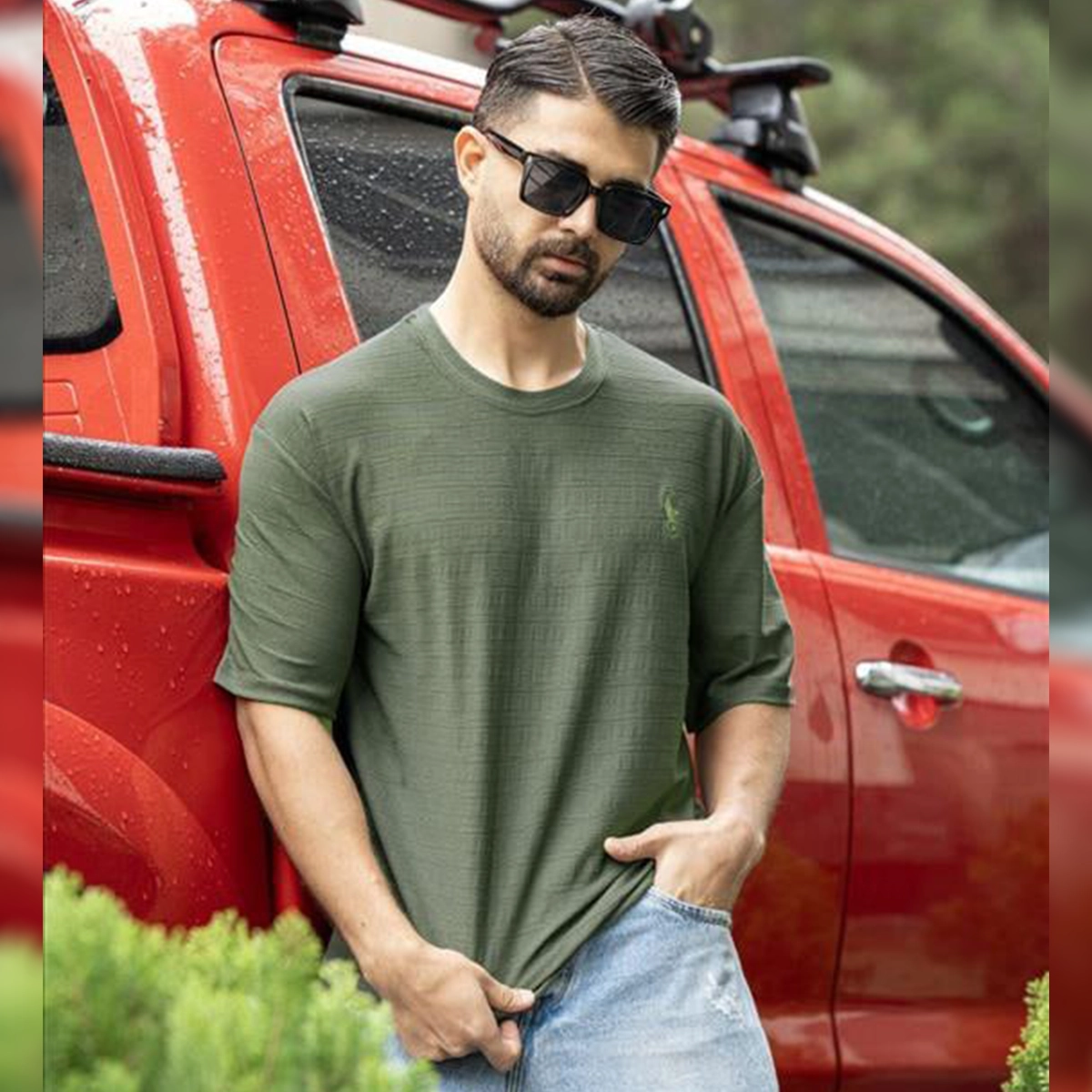 تیشرت مردانه پلو سبز مدل Moroco