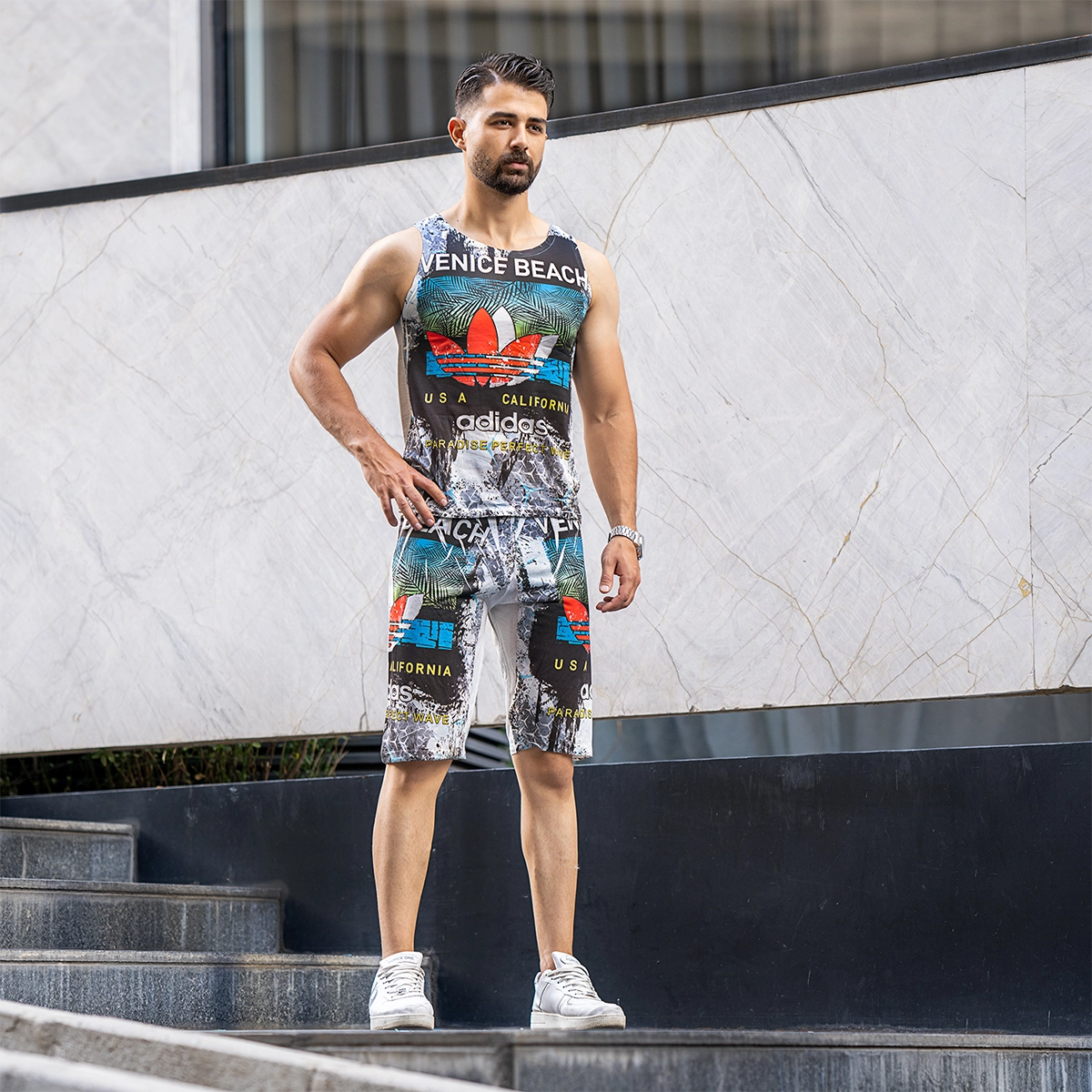 ست رکابی شلوارک مردانه مدل VENICE BEACH