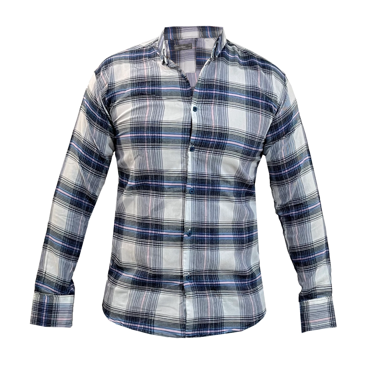 پیراهن چهارخونه آبی سفید مردانه مدل Sany