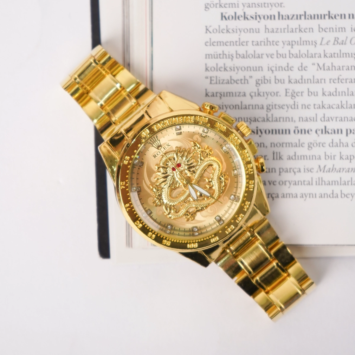 ساعت مردانه طلایی صفحه طلایی مدل DRAGON