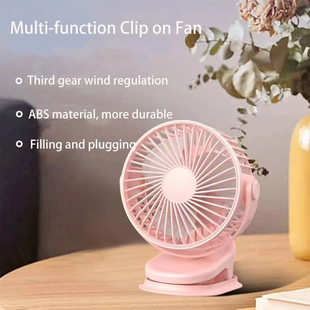 مینی پنکه شارژی گیره دار