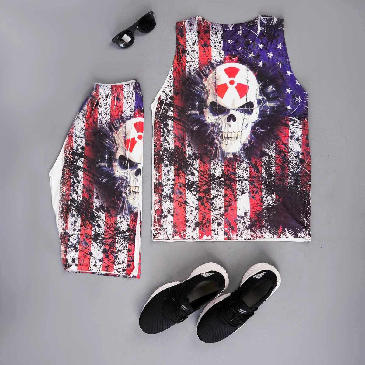 ست رکابی شلوارک مردانه طرح اسکلت