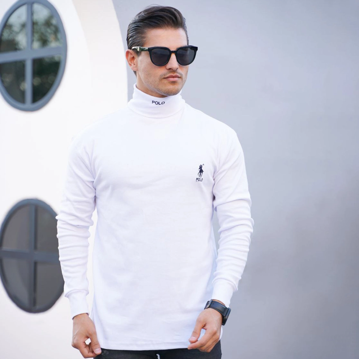 یقه اسکی مردانه سفید مدل POLO