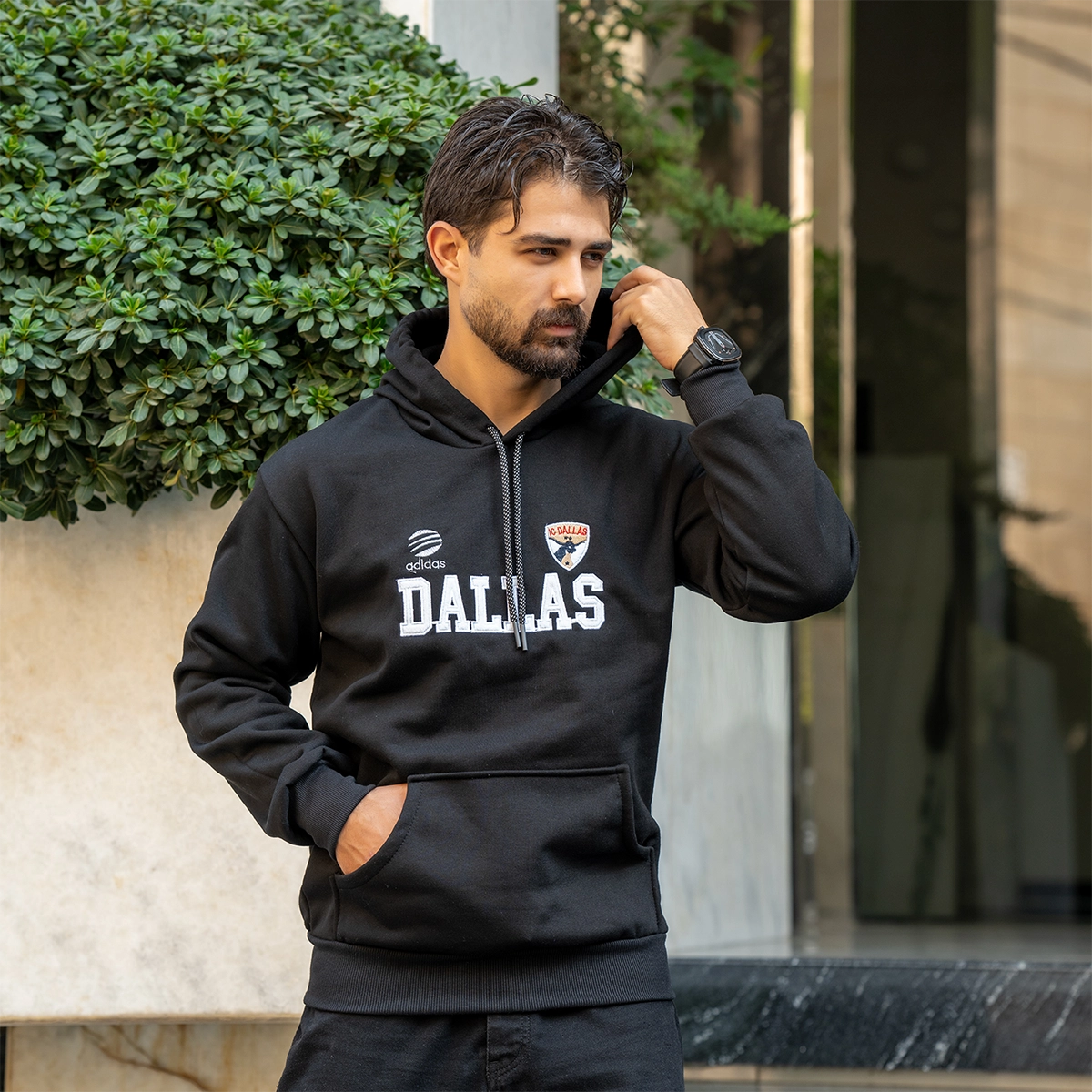 هودی مردانه مشکی مدل Dallas