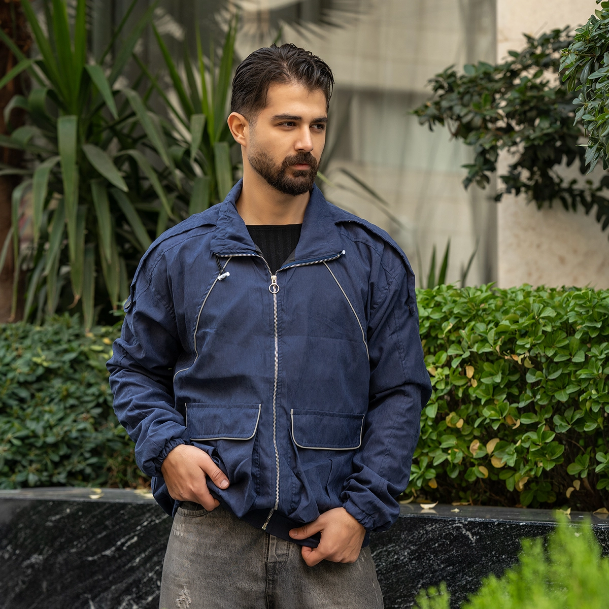 کاپشن میکرو سرمه ای مردانه مدل Panama