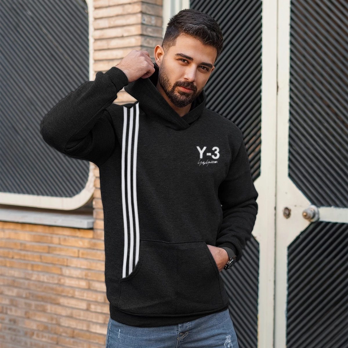 هودی مردانه مشکی Y-3 مدل kamran