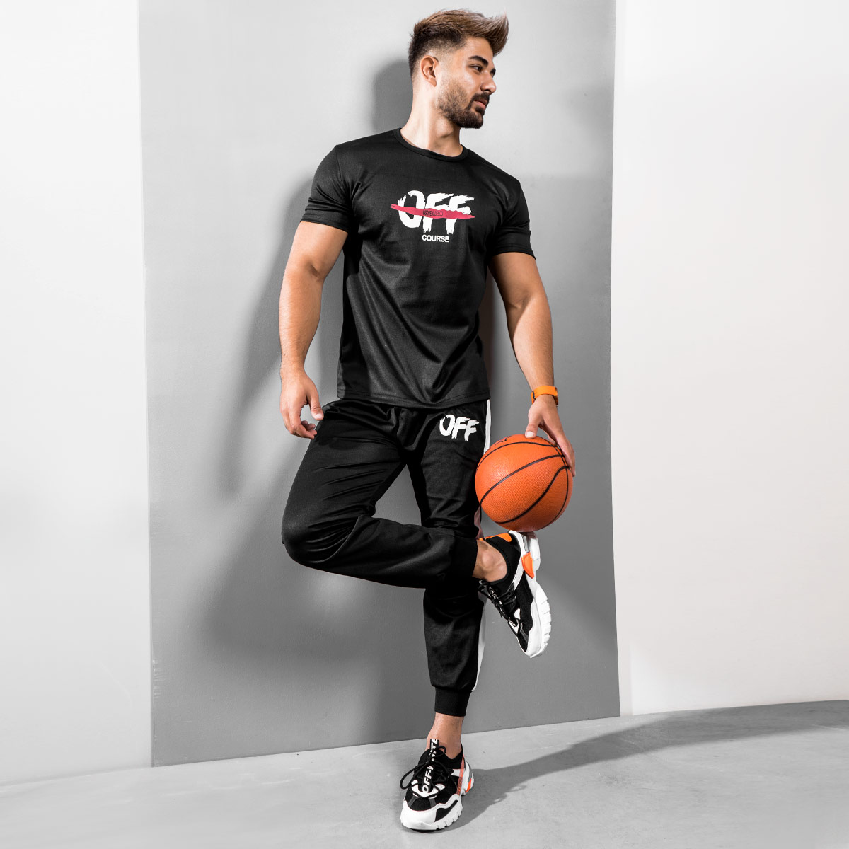 ست تیشرت شلوار مردانه OFF Course مشکی مدل Padma