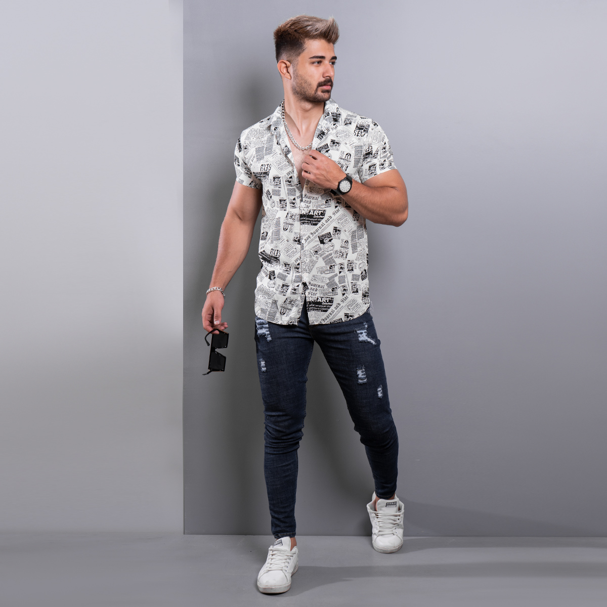 پیراهن هاوایی مردانه مدل Paper