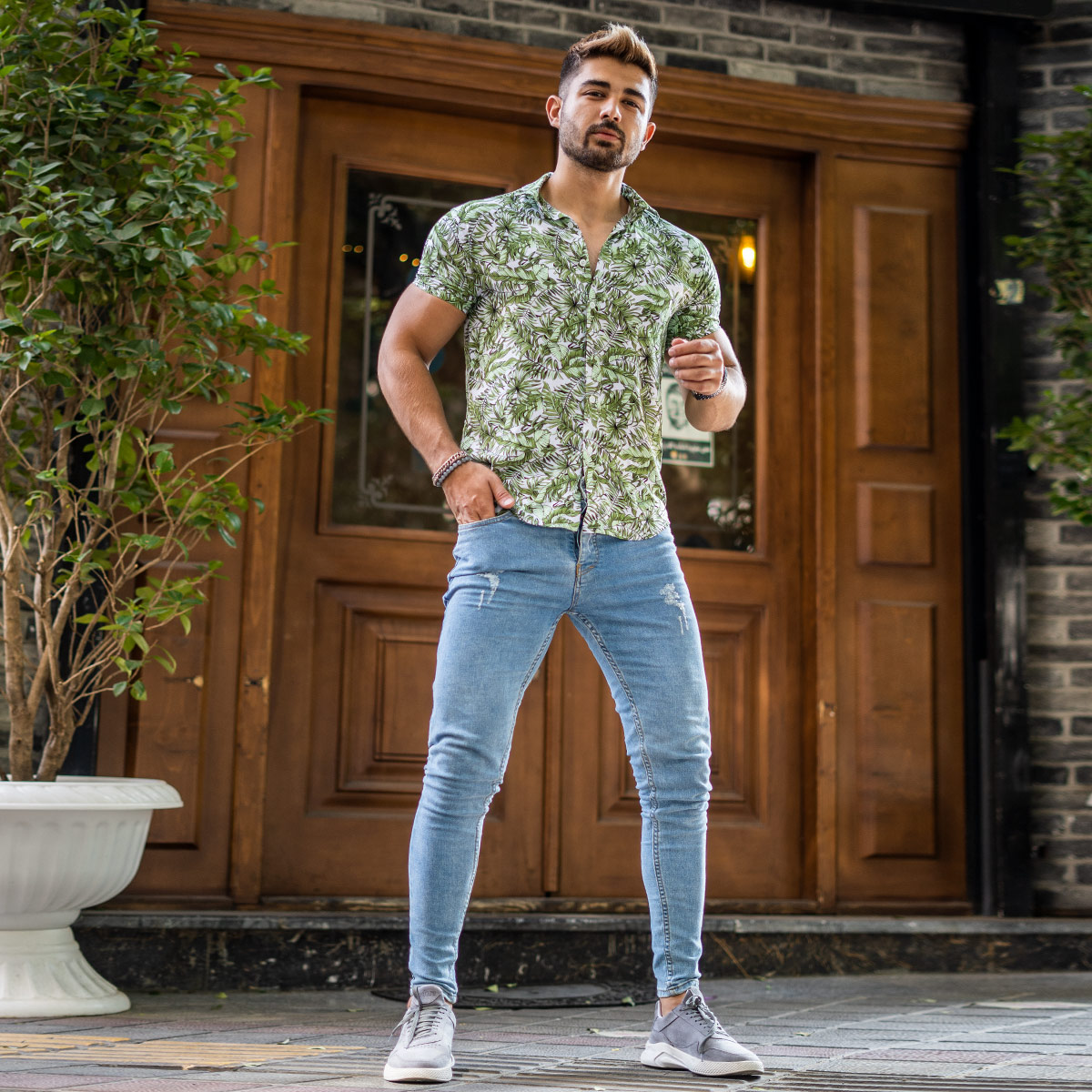 پیراهن هاوایی مردانه (T) مدل Saimon