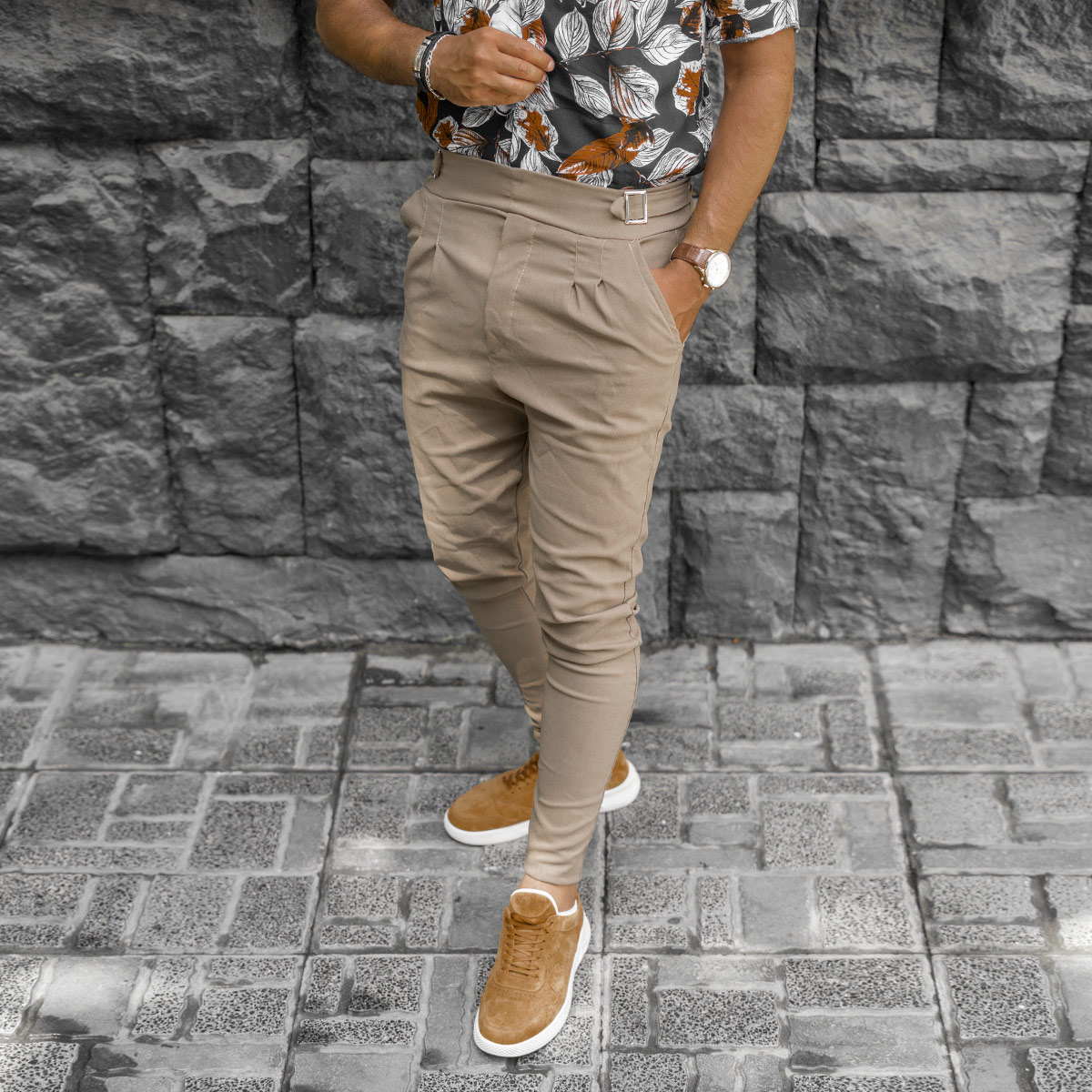 شوار اسلش قهوه ای مردانه مدل Saniyar(T)