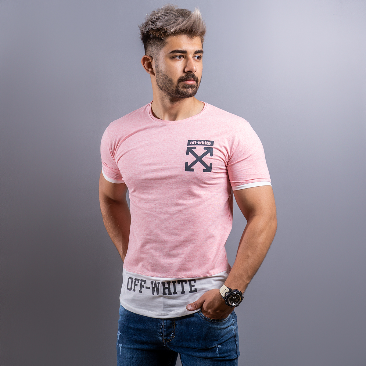 تیشرت Off-White مردانه صورتی مدل Clold